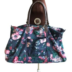 Sasson Floral Canvas 90s Vintage Weekender Tote Bag